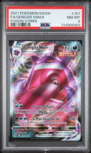 2021 POKEMON SWORD & SHIELD FUSION STRIKE #157 FULL ART/GENGAR VMAX PSA 8