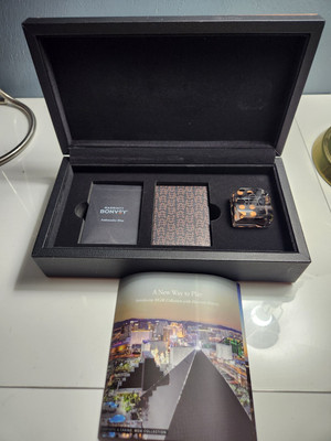 MGM MARRIOTT BONVOY Ambassador Elite Leather Card Box Two Decks Lg Crystal Dice