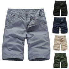 Mens Plain Cargo Shorts Army Combat Half Pants Cotton Work Casual Trousers SPW