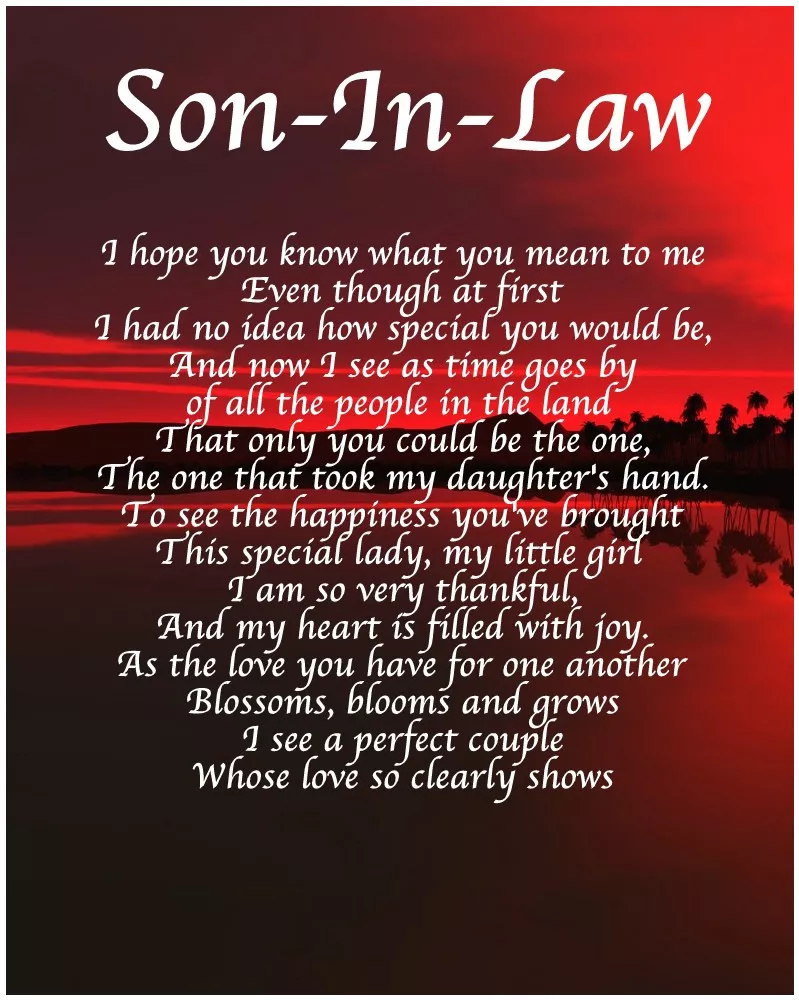 Personalised Son In Law Poem Birthday Christmas Christening Gift Present 786071610224