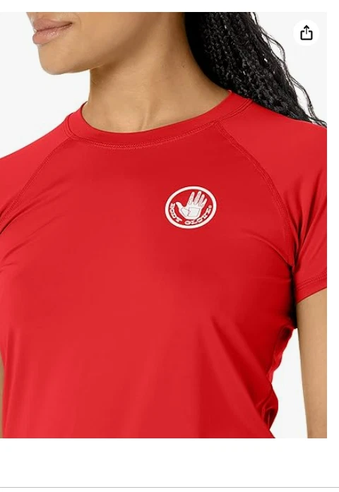 Guante corporal para mujer batidos en movimiento sólido manga corta protector contra erupciones con UPF 50+ Foto 3 de 4