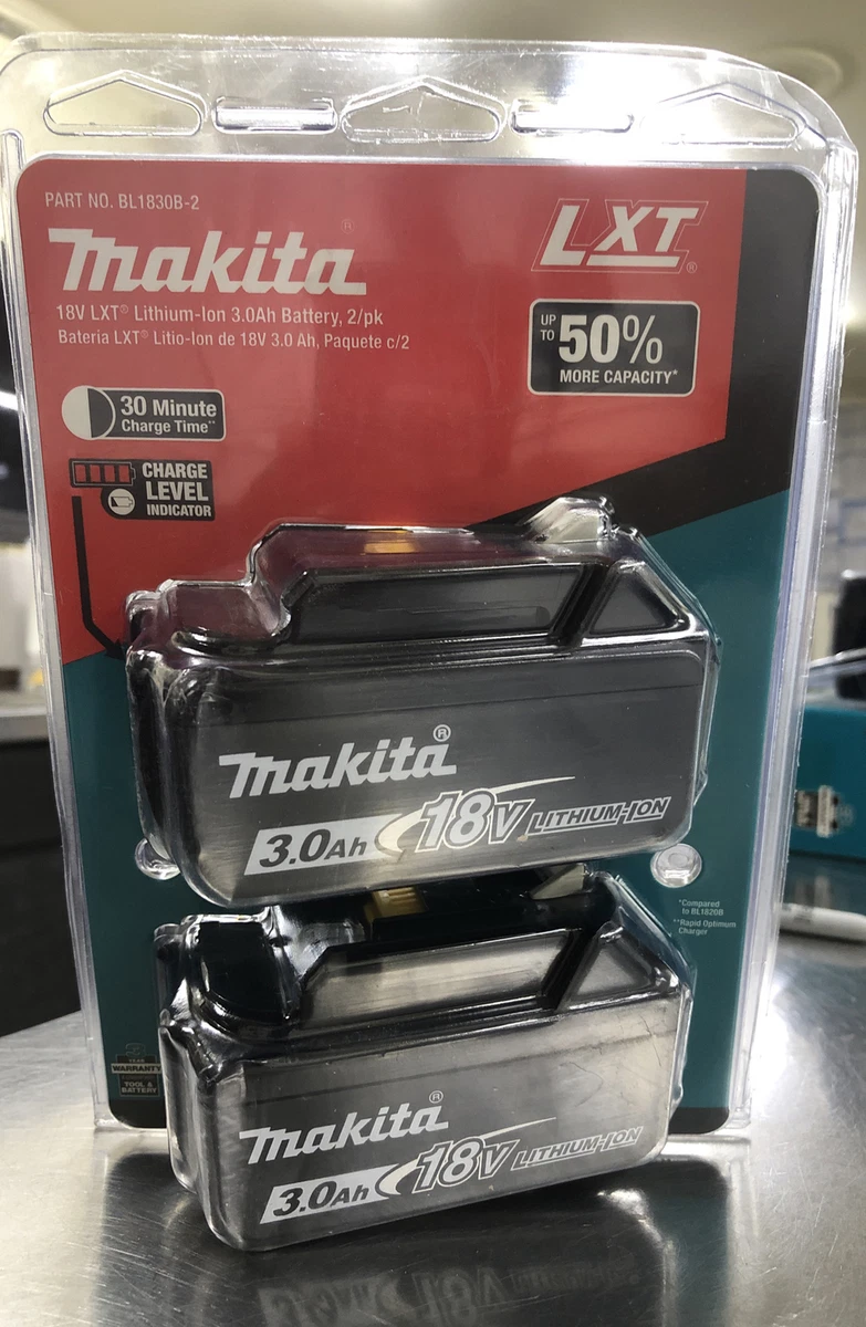 Makita BL1830B-2 18V Lithium-Ion 3.0Ah Battery - 2 Count
