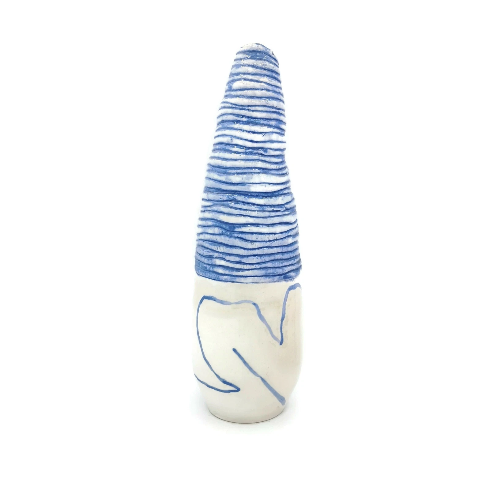 Tall Ceramic Vase Large Sculptural Handmade Blue And White Pottery Textured