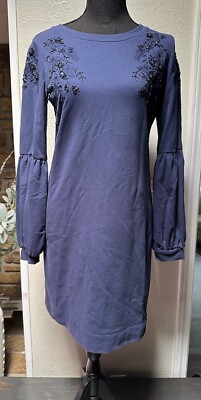 Lilly Pulitzer Bartlett Dress Navy blue sweatshirt dress size Small  Embellished | eBay