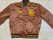 Padres San Diego MLB Brown Satin Bomber Style Full snap Varsity Jacket Free