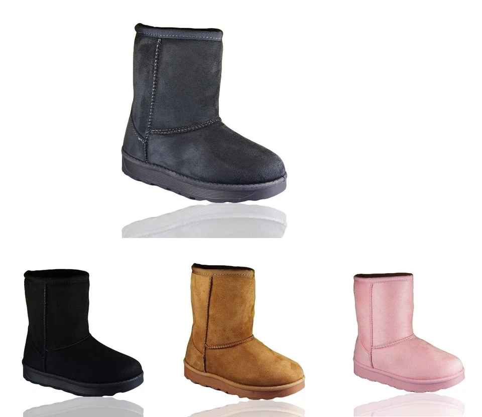 UNISEX KIDS GIRLS CHILDREN WARM WINTER ANKLE FUR LINED GRIP SOLE NUGG BOOTS SIZE