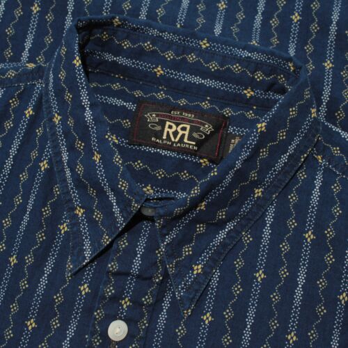 Ralph Lauren RRL NWT Casual Button Down Shirt Size Small Blue/Multi 100% Cotton - Picture 1 of 9