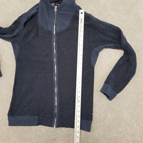 Diesel Mens Jacket Medium Blue Zip Up Cardigan Textured Waffle Knit High Neck - Picture 8 of 12