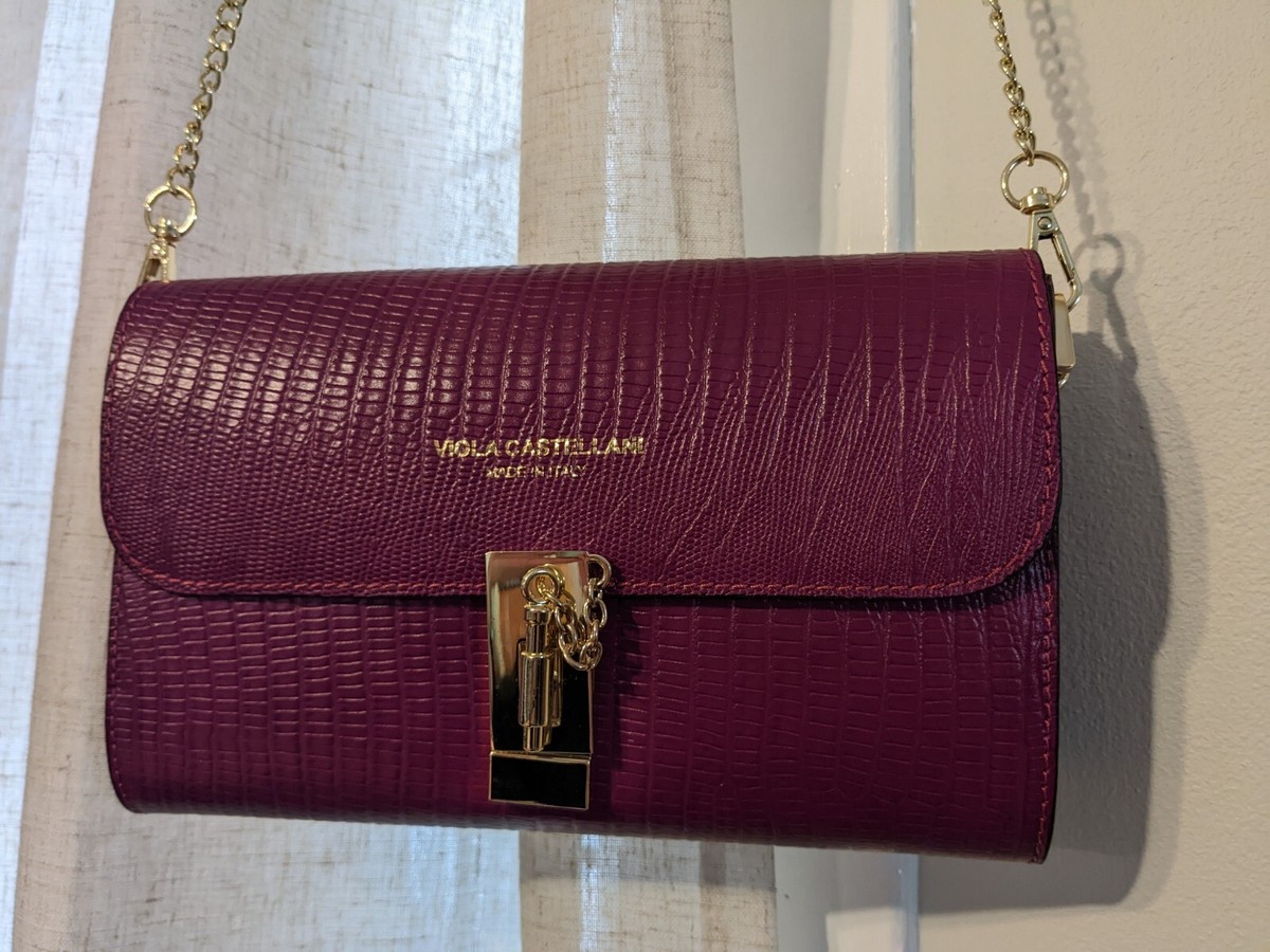 Viola Castellani italian Leather Crossbody Bag Petunia