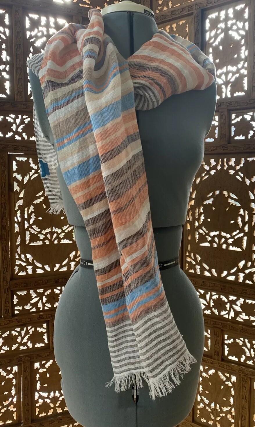 J. McLaughlin Linen Blend Scarf Rectangular 20.5”… - image 2