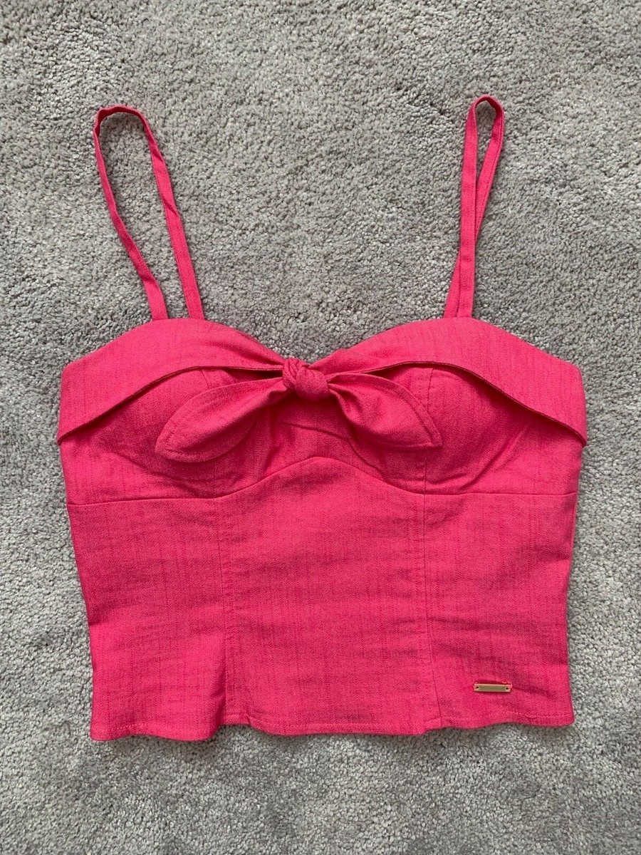 Women's Bebe Hot Pink crop tube top with bow linen size 4 | eBay