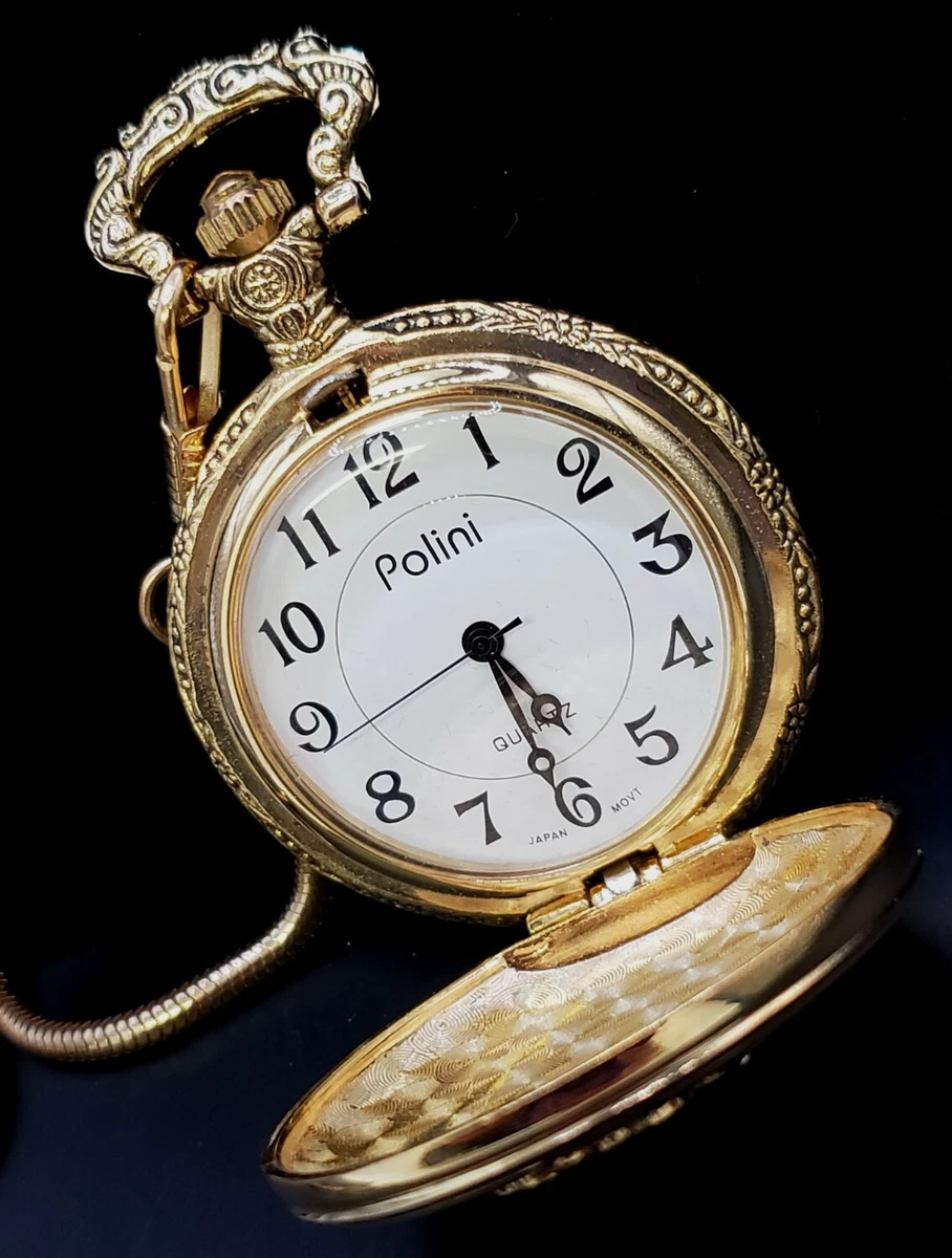 Polini Grandpa Pocket Watch Gold Tone Round With Chain