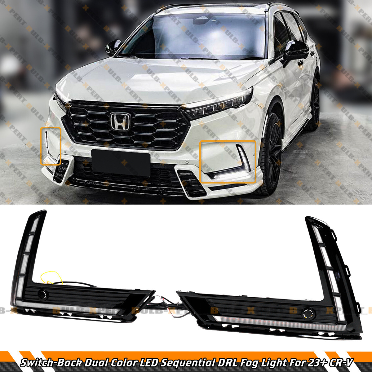 Pair Of Fog Lights For 2002-2004 Honda CR-V - Clear Lens Halogen Lights With Wiring Kit