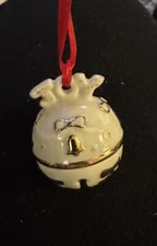 Lenox Just Jingles Joy Bell Ceramic Ivory Ribbon Hanger No Box