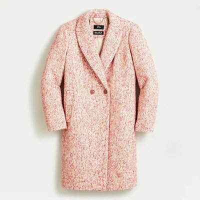 J.Crew Daphne topcoat 10 Italian Tweed Melange Pink Long sleeve Pockets NWT $325