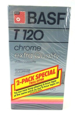  BASF 2 Pack 1-T-120 / 1-T160 Chrome Extra Quality Video Cassette FACTORY SEALED