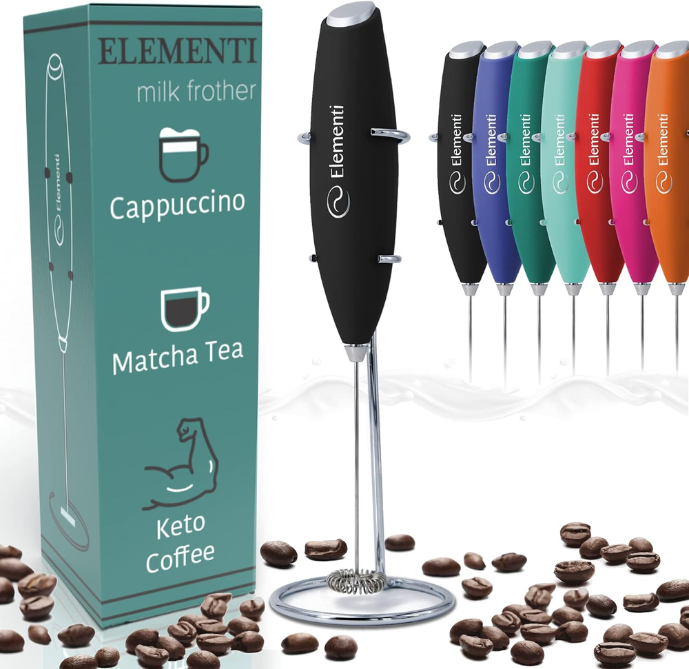 Milk Frother Wand & Matcha Mixer, Mini Electric Whisk for Coffee - Frother for C