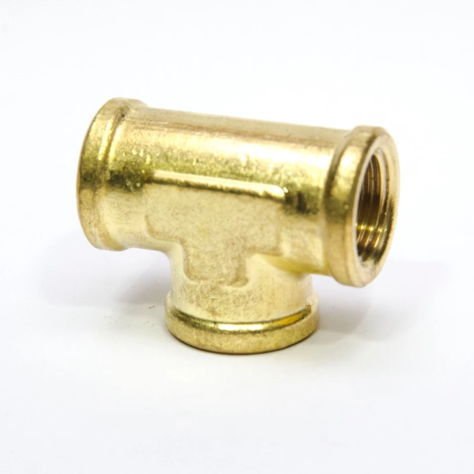 3/8 Npt Female Pipe T Tee 3 Way Brass Fitting Fuel Vacuum Air Water Oil Gas - Image 3 of 4