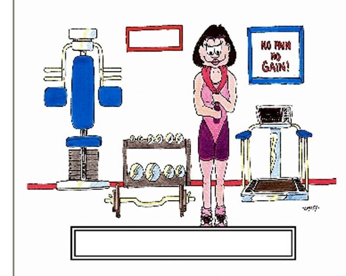 Gym Workout Female Cartoon Character Personalized Matted Print Series 1 - Picture 1 of 2