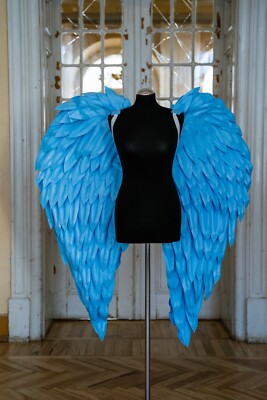 Blue Angel Wings Costume Cosplay Halloween Moveable Articulated