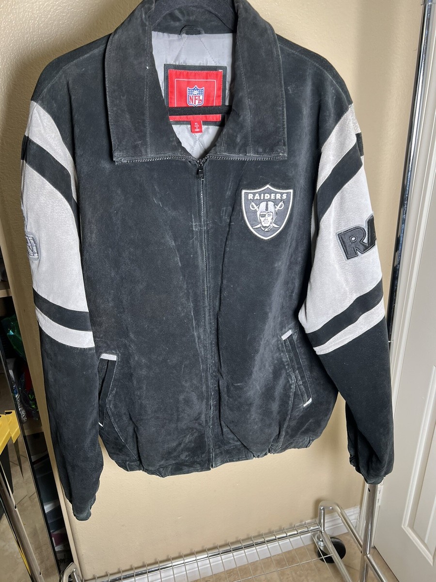 NFL Las Vegas RAIDERS Color block Shell 100% Suede LEATHER NFL Las Vegas RAIDERS Color block Shell 100% Suede LEATHER