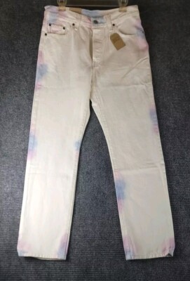 Levis 501 White Tie Dye Summer Colorful Button Fly Mens 29x30 MSRP $69.50