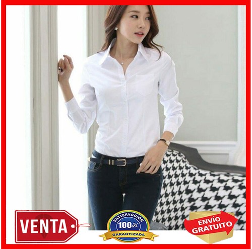 Camisas de Mangas Largas Para Mujer Blusa Chaquetas de Vestir Blusas  Elegantes | eBay