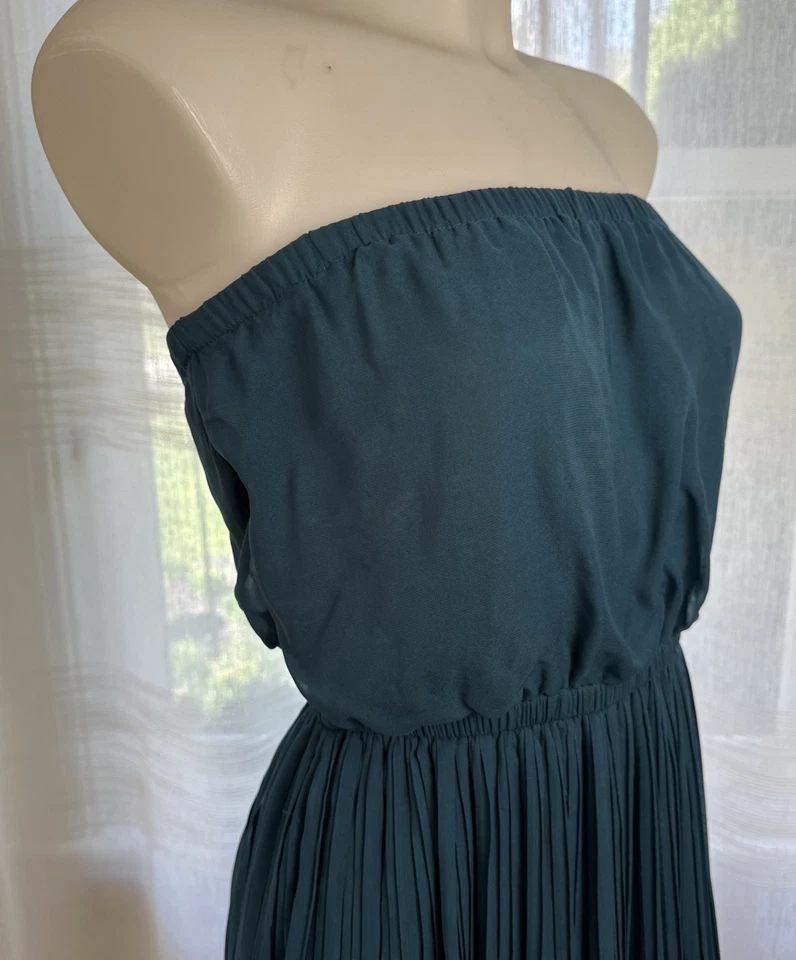 Sexy Maxi Vestido Ya-LA Talla SM Verde Azulado Sin Tirantes Boho Playa Resort Tropical Foto 4 de 4