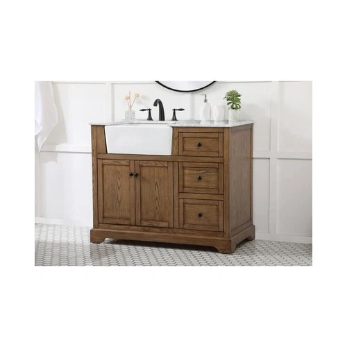 Elegant Decor Franklin 42" Aluminum MDF Single Bathroom Vanity in Driftwood - Picture 3 of 9