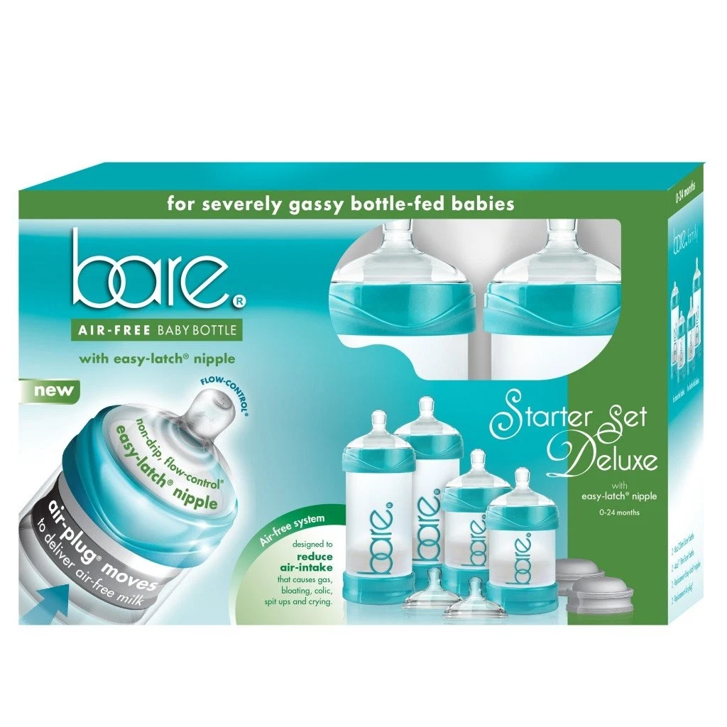 Baby Bottle - Bare Air-Free Feeding System, Easy Latch Nipple For Bottle-Fed