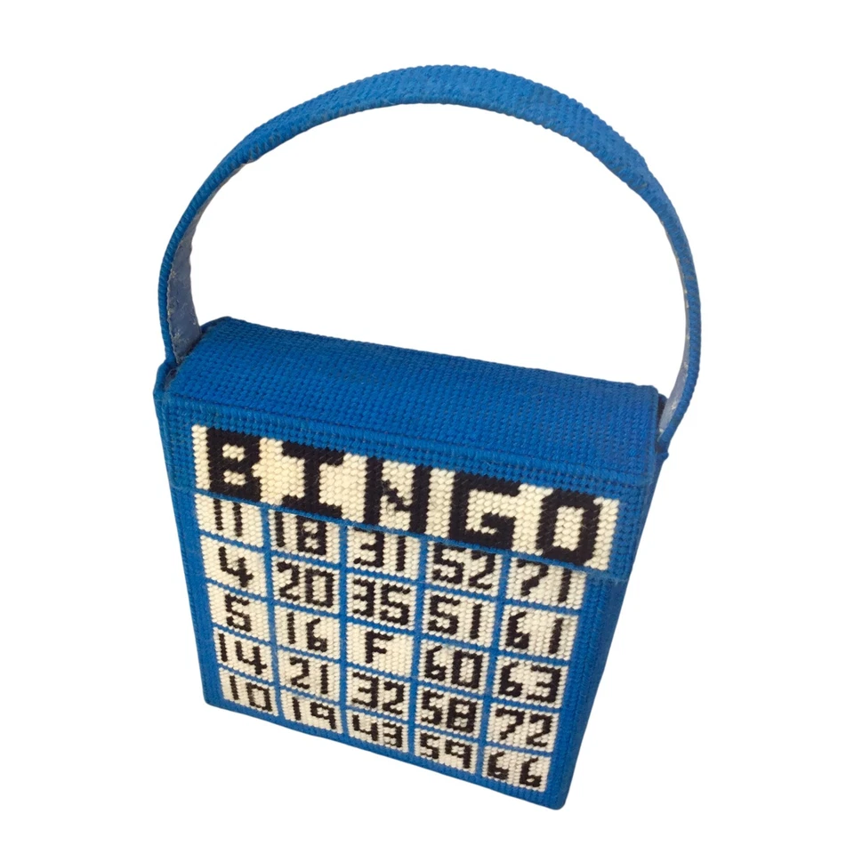 Bolso de mano vintage para juegos de bingo Needlepoint Grannycore doble lado abuela Foto 3 de 4