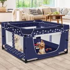 Puppy Playpen, 43.3X43.3 Inch Large Dog Play Pen for Small Pets Cats with Zipper