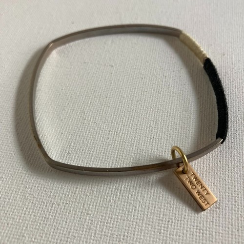 Bracelet Silk Wrapped Twenty Two West SIlver Tone Bangle