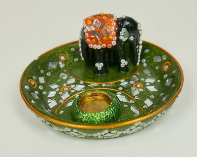 Incense Holder for Sticks and Cones Elephant Mirror Holder Ash Catcher 3.75''