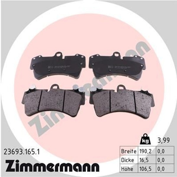 Zimmermann BremsbelÄGe Audi Q7 4LB VW Touareg 7LA 7L6 7L7 Porsche Cayenne 9PA-image