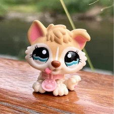 1pcs lps Pet Shop Toy Tan Cream Husky Puppy 1013 Blue Eyes Cute Xmas Kid Gifts