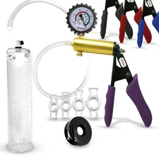 LeLuv Penis Pump ULTIMA Ergonomic Silicone Grip + 4 Rings & TPR Seal | 9" or 12"