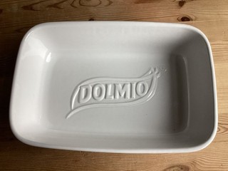 Dolmio Lasagneschale weiß Keramik Backform Kochgeschirr 29x18 5x7cm selten Requisite