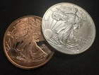 2013 BU American Silver Eagle With A 2011 BU Copper Round
