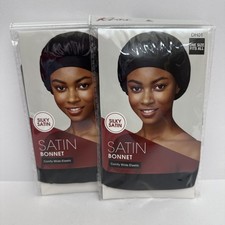 Kiss Breathable Silky Satin Wide Band Satin Bonnet, Black One size fits most