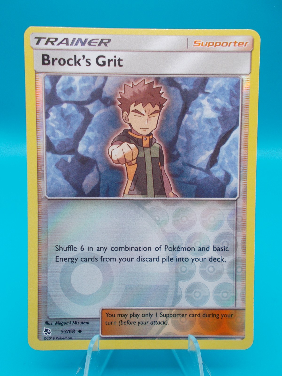 Brock's Grit 53/68 Hidden Fates Reverse Pokémon TCG Holo Near Mint/Mint