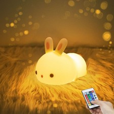Cute Bunny Night Light, USB Rechargeable Cute Night Ligh with Touch and Remot...