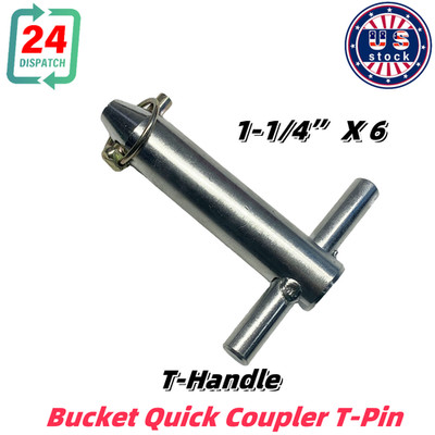 T-HANDLE QUICK COUPLER PIN 1-1/4  X 6 1SET For Backhoes & Excavators 