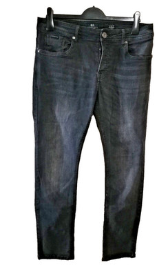 Crosshatch Buraca Slim Fit Herren Button-Fly Schwarz Jeans Hose W32 Regular