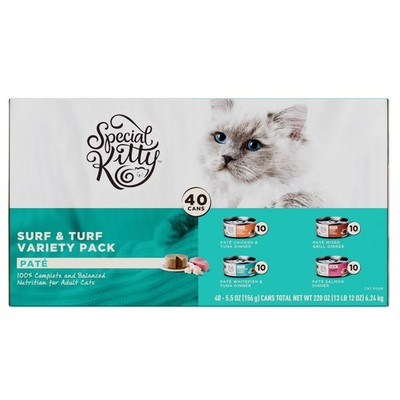 Surf & Turf Pate Wet Cat Food Variety Pack, 5.5 oz Cans (40 Pack)