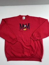 Vintage Mickey Co Sweatshirt Womens Red Fleece Mickey Mouse 90s Mom VTG Read