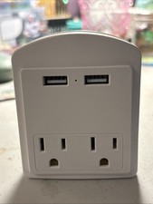 2 Wall Outlet Surge Protector With 2 USB-A Charging Ports And Holder - Open Box