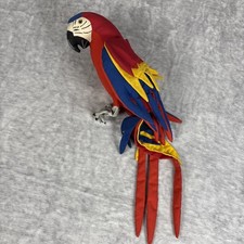 Vintage Red Macaw Parrot Plush Large Hangable Cotton Stuffed Animal Posable Feet