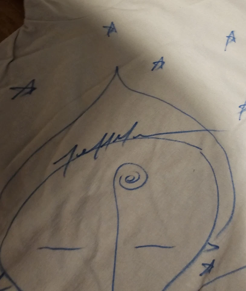 Camisa Autografiada Neutral Milk Hotel Jeff Mangum Dibujada a Mano. Talla mediana Foto 2 de 2