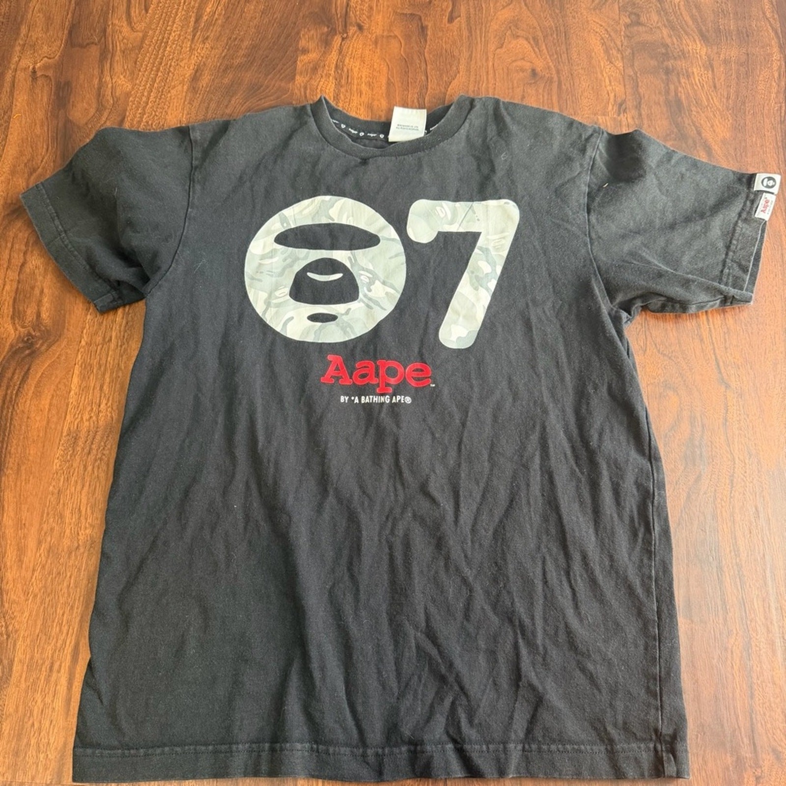 Aape Limited Edition 07 Anniversary Black Snow Camo T-Shirt BAPE Size Medium 